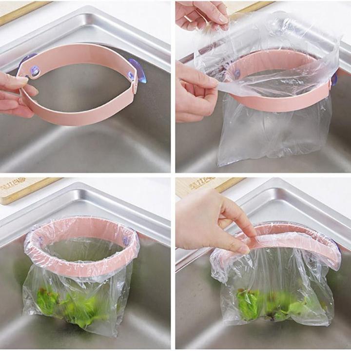 ดูดความคิดสร้างสรรค์ที่ยึดแขวนถุงขยะอ่างล้างจานคลิปแบบดูดติดเก็บที่เก็บขยะ-organizer-แกดเจ็ตสำหรับครัว