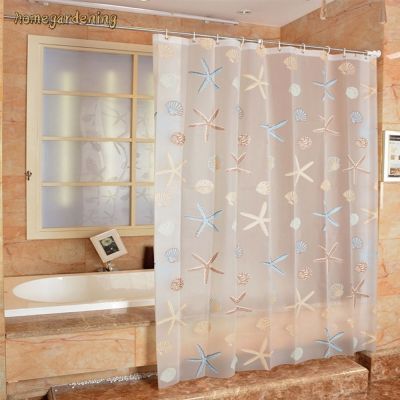 Modern Shower Partition Seaside Style Waterproof Curtain
