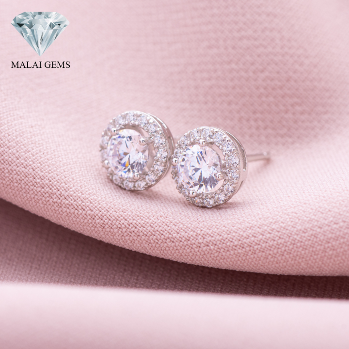 malai-gems-ต่างหูเพชรล้อม-เงินแท้-silver-92-5-ประดับเพชรสวิส-cz-ฟรีกล่องกำมะหยี่-เคลือบทองคำขาว-ต่างหูเพชร-halo