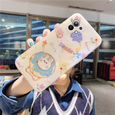Ready 2021 New Case Xiaomi Mi 11 Lite Mi 10T Pro 5G เคส Case Blu-ray Luxury Rhinestone Bling Glitter Cute Cartoon Cat and Rabbit Soft Back Cover เคสศัพท