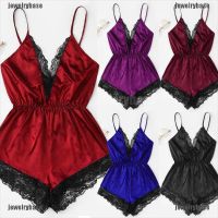 COD DSFGERTERYII [Base] Women Summer Sexy Lingerie Set V neck Pajamas Lace Bodysuit Sleepwear Suit