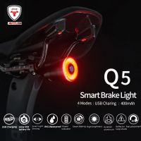 ✑◘ Bicycle Smart Auto Brake Sensing Light IPx6 Waterproof LED Charging Cycling Taillight Bike Rear Light Accessories Q5