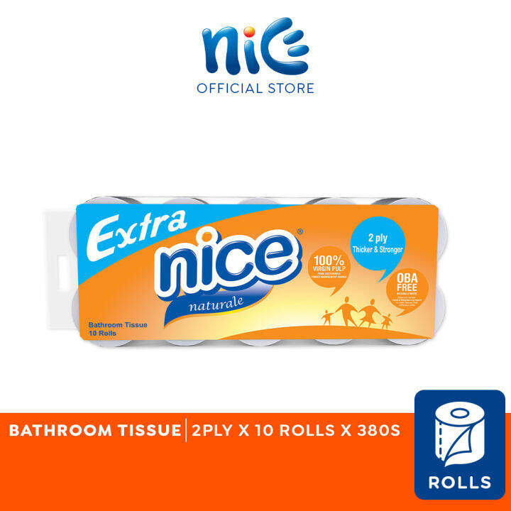 Nice Extra/More Bathroom Roll 2 Ply (380s/3000s x 20rolls) Lazada