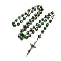 โซ่กางเขนศาสนาสร้อยคออธิษฐานพร้อมจี้ Tasbih Rosario Cloisonne-ทองแดง