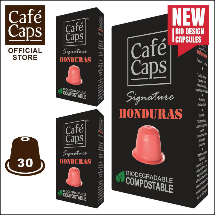 cafecaps-แคปซูลกาแฟ-nespresso-compatible-signature-honduras-3กล่อง-x-10-แคปซูล-กาแฟคั่วกลาง-เทสติ้งโน๊ต-คาราเมล-ช็อกโกแลตนม-มะนาวและส้มเขียวหวาน-และกลิ่นแอปเปิ้ลแดง-แคปซูลกาแฟใช้ได้กับเครื่อง-nespress