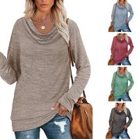 ♠☫ﺴ  Womens Loose Causal Long Sleeve Knitted Pullover 2023 Autumn/Winter Stacked Collar Large T-shirt Office Lady Top S-3XL