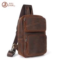 [COD] Chest bag Outdoor sports leather crossbody mens crazy horse retro shoulder chest