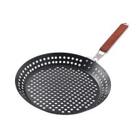 1Pc Outdoor Camping Foldable Round Frying Pan Picnic BBQ Heat Resistant Steak Grilled Skillet Drospship