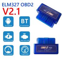 เครื่องสแกน OBD2 OBD 2 II,เครื่องเครื่องวิเคราะห์อัตโนมัติสำหรับรถยนต์ใช้ได้บลูทูธขนาดเล็ก V2.1 ELM327