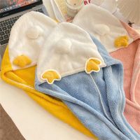 Cute Duck Cartoon Shower Cap Coral Fleece Hair Turban Bathroom Cap Portable Women Dry Microfiber Quickly Dry Wrapped Towels Towels