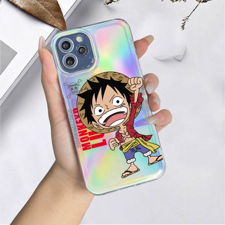 ggk-เคสสำหรับ-s23อนิเมะลายการ์ตูนลูฟี่เลเซอร์สีรุ้งเคสมือถือโปร่งแสงอัลตร้าซีลนิ่ม-tpu-ขอบเคสกันกระแทกสีสันสดใสเคสบัตรเลเซอร์ในอาคาร