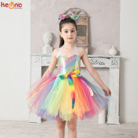 Rainbow Sequins สาวเจ้าหญิง Tutu ชุดเด็กงานแต่งงานวันเกิดประกวดชุด Tulle Vestidos เด็ก Bow เสื้อผ้า...