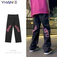 【YD】 Street Print Jeans Mens Straight-leg Pants Loose Wide-leg Hip-hop Trousers джинсы для мужчин