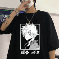 Katsuki bakugou xort My HERO Academia เสื้อยืด Anime Graphic Tees ชาย streetwear 100 cotto. เสื้อยืด-เสื้อ bakugo พิมพ์ลาย