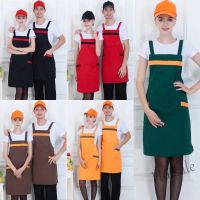 【hot sale】✵ D13 Ready Stock Apron Kitchen Cotton Hang Neck Apron kain large mobile pocket Grade water proof bib Aprons shop restaurant work uniform 挂脖可擦手围裙圍裙厨房