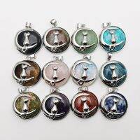 【YF】◇✸  fashion mixed Stone removable cat Alloy Necklace Pendant for Jewelry making charm Pendulum accessories 12pcs wholesale