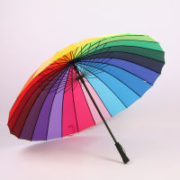 2020 Fashionable 24K Rainbow Big Umbrella Windproof Mens Leather Long Samurai Umbrella Womens Umbrella