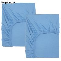 ผ้าปูที่นอนรัดมุม เตียงเด็กอ่อน สีฟ้าอ่อน 2 ชิ้น ขนาด 60x120 ซม. Fitted sheet for cot light blue 2 pieces size 60x120 cm