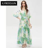 【HOT】☋▧ Fashion Designer Womens V-neck Puff Sleeve Floral Print Boho Beach Vacation