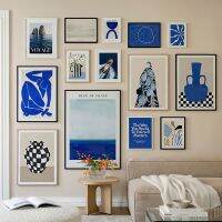 บทคัดย่อ Blue Stripes Ocean Matisse สาวแจกันดอกไม้ Wall Art ภาพวาดผ้าใบโปสเตอร์และพิมพ์ภาพสำหรับตกแต่งห้องนั่งเล่น Liyanhong2