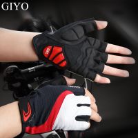 hotx【DT】 Cycling Half Gloves Breathable Lycra Fabric Anti-slip Damping MTB Road Fingerless Mitens