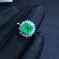 100% natural emerald ring new 925 Sterling Silver AAAAA Gemstone precious precious gift