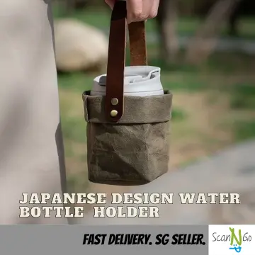 Green Leather Water Bottle Holder by SBRI