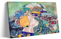 Gustav Klimt โปสเตอร์เปลเด็กศิลปะบนผนังสำหรับภาพห้องจิตรกรรมตกแต่งของขวัญสำหรับห้องครัวภาพพิมพ์สำหรับสำนักงานภาพวาดบนผ้าใบตกแต่งภาพห้องโถงงานศิลปะในแนวนอน (16X24นิ้ว (40X60ซม.) กรอบ)