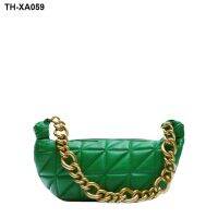 ஐ✚ Z embroidered diamond lattice green thick chain sheepskin grain mini shoulder hand dumplings package supply