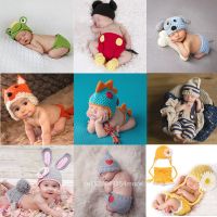 2 Pcs/set Cute Baby Photo Clothing Suit Hand-woven New Long Tail Cap Newborn Photography Props Costume