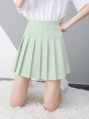 ‘；’ Green Pleated Skirt Womens Summer High-Waisted Skirt A Word A Hundred Skirts Pleated Mini Skirt Pleated Skirt Korean Style