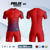 Áo bóng đá không logo thiết kế CP FELIX màu đỏ
