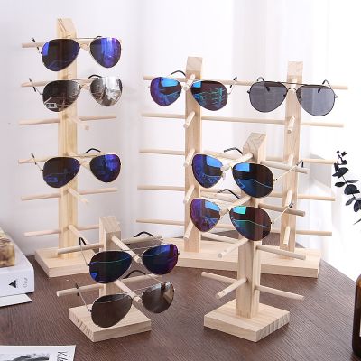 【CC】 Layers Wood Sunglass Display Rack Shelf Eyeglasses Show Jewelry Holder for Pairs Glasses Showcase