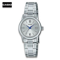 Velashop Casio Standard นาฬิกาข้อมือผู้หญิง สแตนเลส รุ่น LTP-V002D-7B3UDF (สีเงิน/หน้าขาว), LTP-V002D-7B3, LTP-V002D