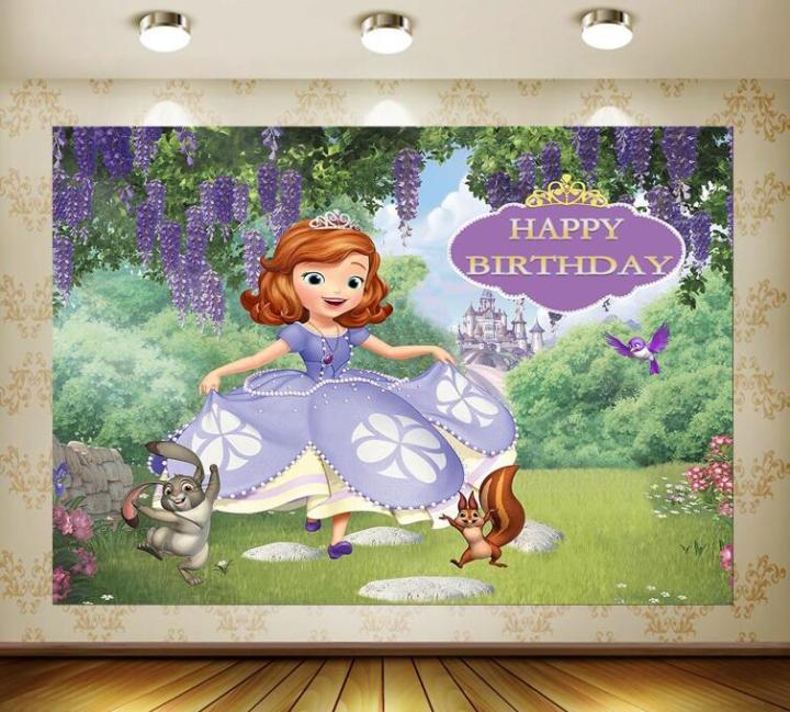 Sofia The First Backdrop For Girl Birthday Baby Shower Party Background ...