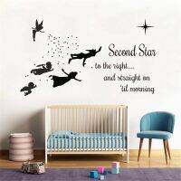 (Xiaoai Home) Peter Pan Wall DecalPeter Pan Quotes สติ๊กเกอร์ไวนิล Neverland Stars Decal เด็กตกแต่งห้องเด็ก