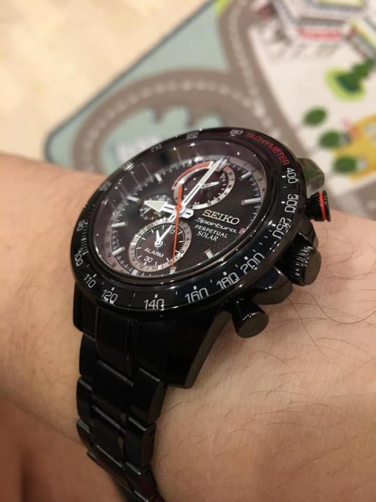 seiko-นาฬิกาข้อมือผู้ชาย-sportura-solar-chronograph-watch-ssc373-black