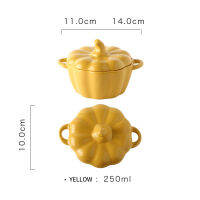 Ceramic Pumpkin Bowls with Lid Home Kitchen Decor Creative Handle Salad Fruit Soup Microwave Oven Exquisite Decorative Tableware