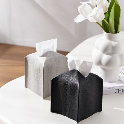 【CW】 Leather Tissue Cover Holder-Decorative Holder/Organizer for Vanity Countertop Night StandsOffice