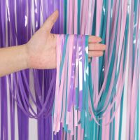 【hot】♞✙ Little Theme Birthday Backdrop Decoration Tassel Pink Fringe Curtain Wedding Glitter Drape