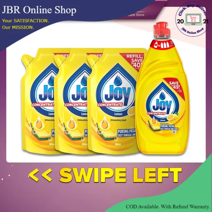 Joy Lemon Concentrate Dishwashing Liquid Bottle (780ml) + Set Of 3 