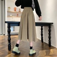 Holiday Discounts Fashion High Waist Pleated Skirt Women Korean Elegant College Style Midi Skirt Ladies Spring Autumn Casual A-Line Skirt