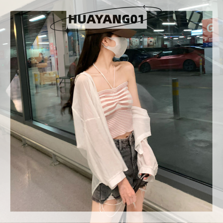 huayang01-2023-new-hot-fashion-lazlook-เสื้อกล้ามเชือกแขวนคอเซ็กซี่สำหรับผู้หญิงเสื้อแขนกุดโชว์หลังรัดรูปฤดูร้อน