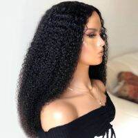 Afro Kinky Curly Lace Wigs For Black Women Natural Black Middle Part Synthetic Lace Wig Pre Plucked with Baby Hair Party Use Hand Tool Parts Accessori