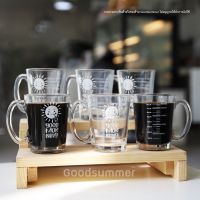 แก้วตวง แก้วชงกาแฟ พรีเมี่ยม มีสเกล ลาย Good Morning ขนาด8ออนซ์ หรือ 230มล. จำนวน 6 ใบ พร้อมส่ง 2-3 วันรับของ