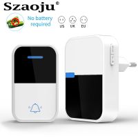 ☃ Szaoju Wireless Doorbell No Battery Required Waterproof Self-Powered Door Bell Sets Home Outdoor Kinetic Ring Chime Doorbell