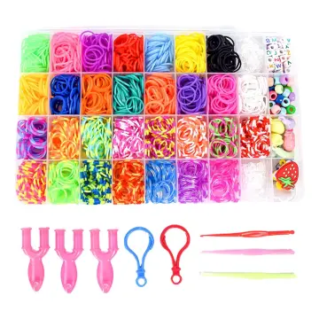 5200 Rubber Bands Refill Loom Set 8 Colours Glow in The Dark 5000 Loom  Bands200 Coloured SClips10 Charms2 YLooms1 Upgrade Crochet Hook for  Kids DIY Craft Weaving Kit  Amazonin Home 