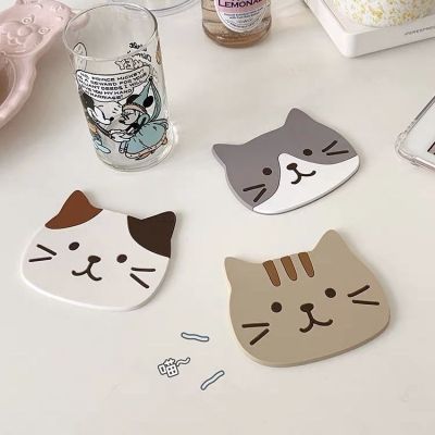 Japanese-Style Ins Creative Cute Cartoon Kitten Coaster Cute Kitten Insulation Mat Non-Slip Waterproof Silicone Placemat