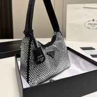 (with Box) 2022 New PradaˉClassic Luxury Diamond Hobo Armpit Bag Elegant and Romantic Womens Bag