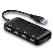 Hub chia usb 3.0 Ultra Slim có công tắc 4 cổng - Bộ chia cổng USB 1 ra 4